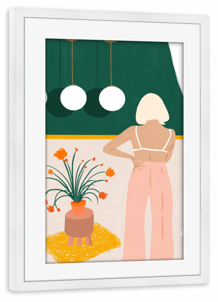 Poster mit Rahmen weiß "Texting" artboxONE - Floral,Menschen