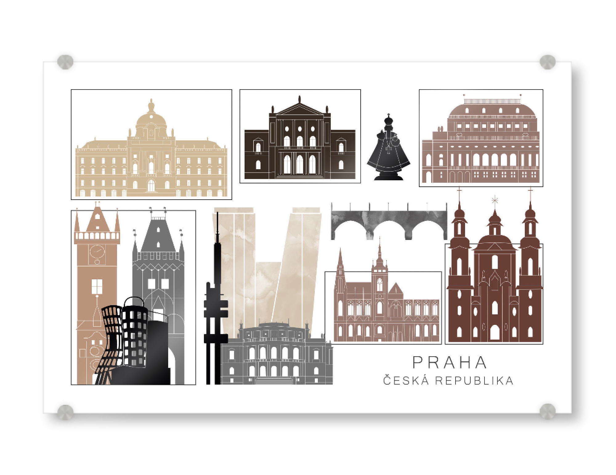 Acrylglasbild "Prague skyline black & brown" artboxONE - Städte,Reise,Architektur,Städte / Prag