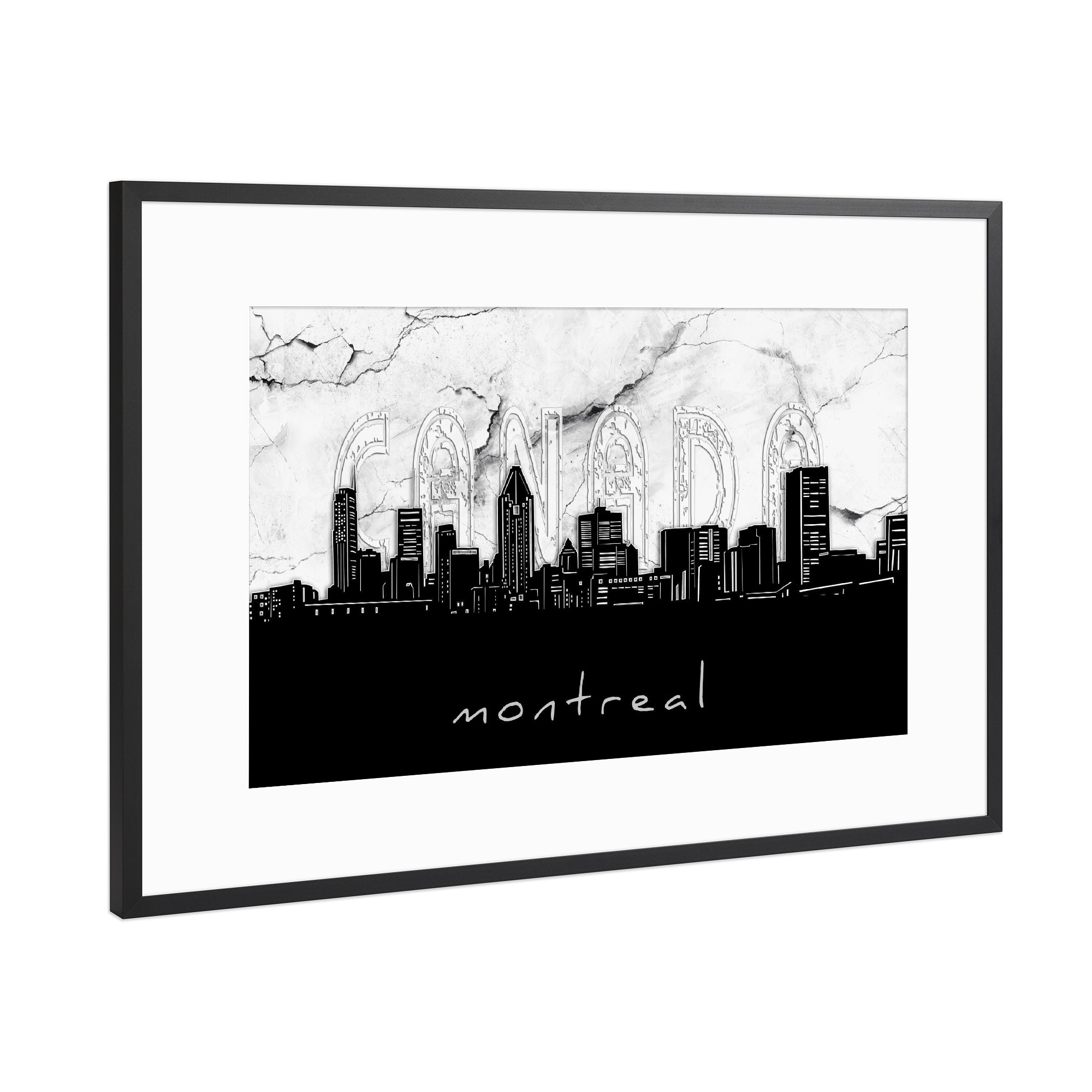 Poster mit Rahmen Schwarz (Metallic) "Montreal skyline marble" artboxONE - Städte,Reise,Architektur,Marmor