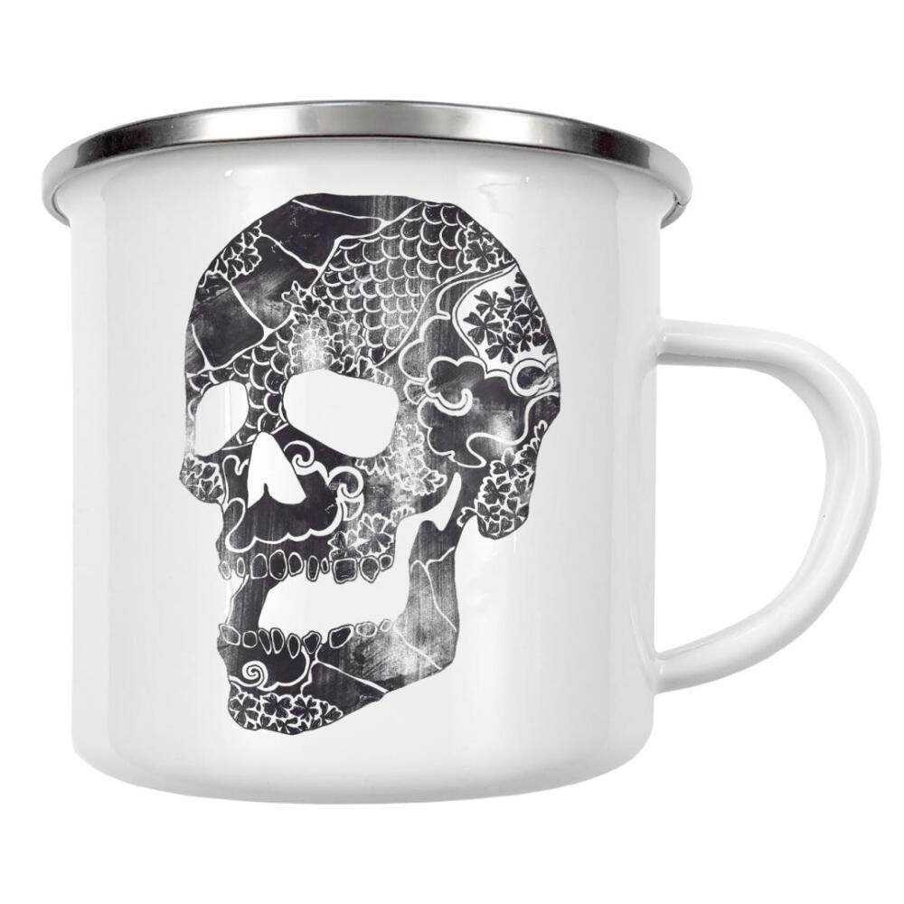Emaille Tasse "Ancestors" artboxONE - Menschen,Fiktion - Schädel,Vorfahren,Anatomie,Totenkopf,Pirat,Sukar schädel,Mexiko,Zentangle,Muster,Boho