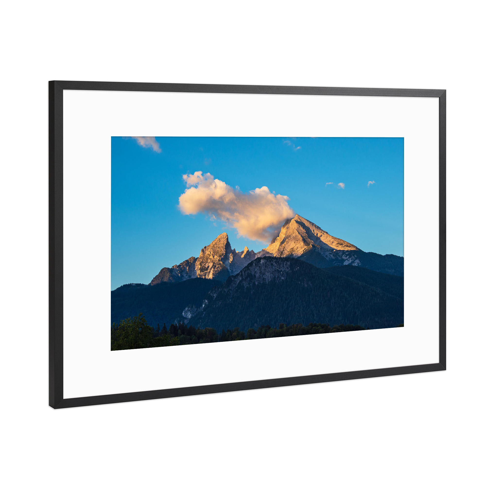 Poster mit Rahmen Schwarz (Metallic) "Blick auf den Watzmann" artboxONE - Natur,Reise