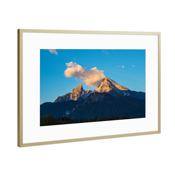 Poster mit Rahmen Gold "Blick auf den Watzmann" artboxONE - Natur,Reise