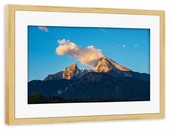 Poster mit Rahmen kiefer "Blick auf den Watzmann" artboxONE - Natur,Reise