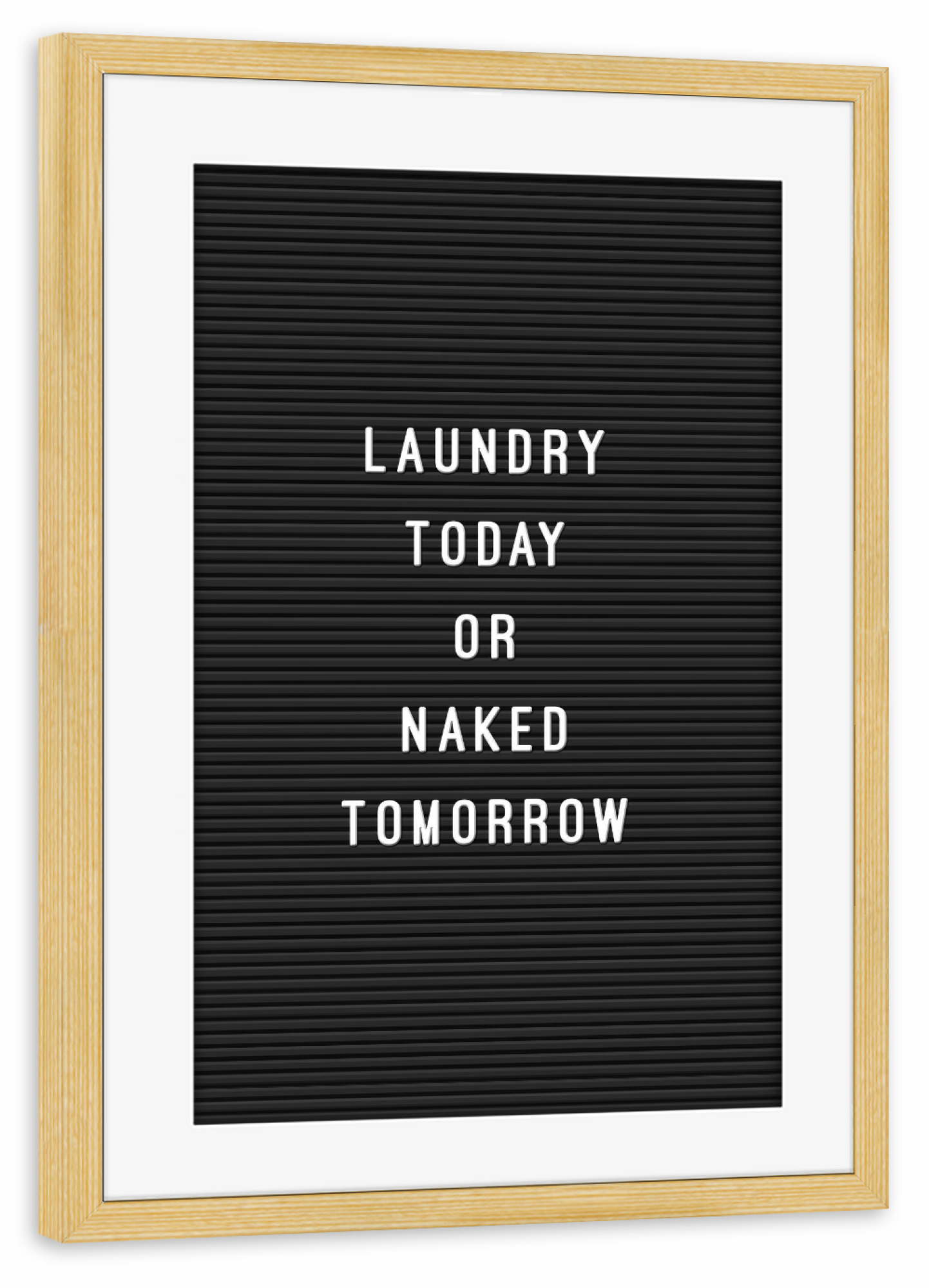 Poster mit Rahmen kiefer "Letterboard Laundry Today" artboxONE - Typografie,Schwarzweiß,Lustig