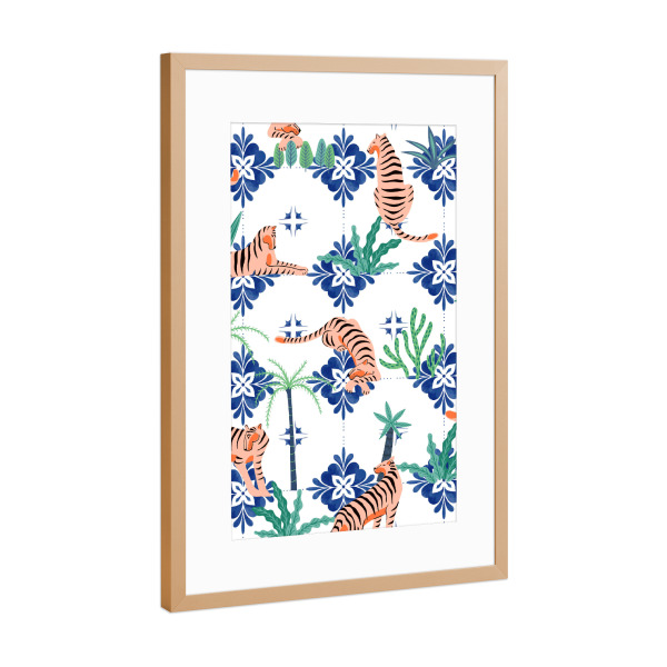Poster mit Rahmen Kupfer "Tigers in Morocco" artboxONE - Natur,Floral,Tiere
