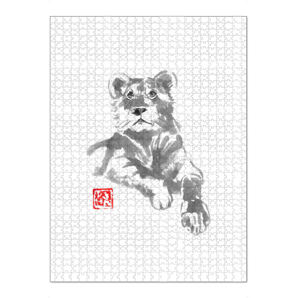 Puzzle Ravensburger "Lionne" artboxONE - Tiere - Lion,Sumie,Female,Japan,Löwe,Tier,Wild,Animal,Malerei - Bild lion