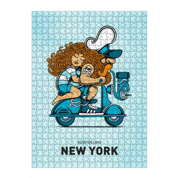 Puzzle Ravensburger "New York Scooter Love" artboxONE - Städte / New York,Reise,Liebe,Lustig