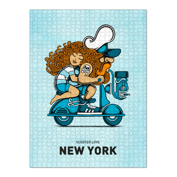 Puzzle Ravensburger "New York Scooter Love" artboxONE - Städte / New York,Reise,Liebe,Lustig