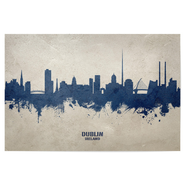Poster "Dublin Ireland Skyline PaintBlue" artboxONE - Städte - Dublin,Ireland,Skyline,Cityscape,Stadtbild,Watercolor,Painting,City,Stadt,Irland