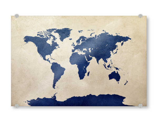 Acrylglasbild "World Map Navy" artboxONE - Reise,Reise / Länder,Kartografie