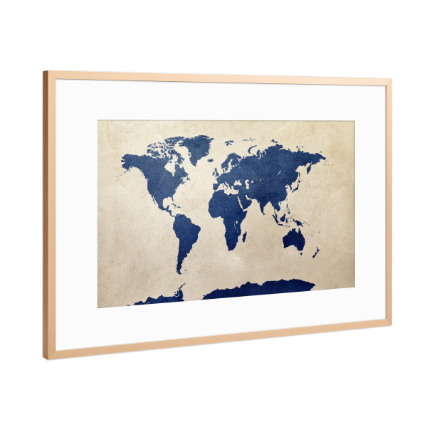 Poster mit Rahmen Kupfer "World Map Navy" artboxONE - Reise,Reise / Länder,Kartografie