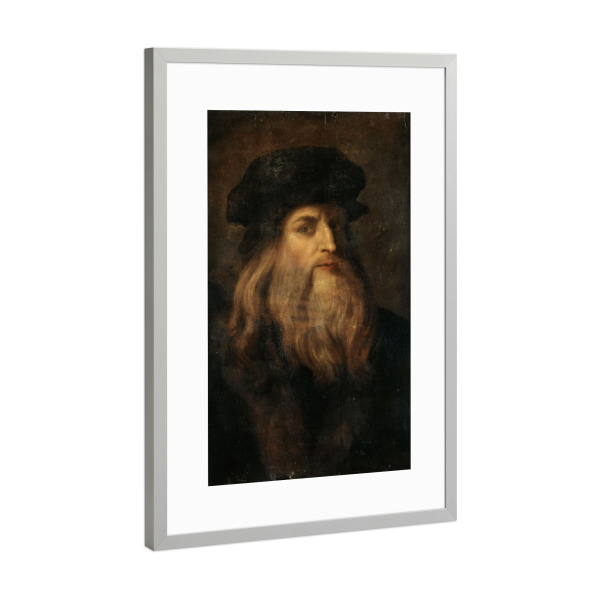 Poster mit Rahmen Silber "Leonardo Da Vinci Portrait" artboxONE - Menschen,Männer - Leonardo da vinci,Gemälde,Malerei,Kunst,Portrait,Menschen,Person