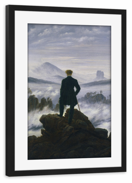 Poster mit Rahmen schwarz "Der Wanderer über dem Nebelmeer" artboxONE - Natur,Menschen,Reise / Strand und Meer,Männer