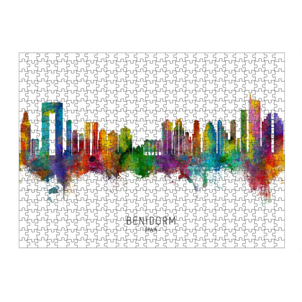 Puzzle Ravensburger "Benidorm Spain Skyline txt" artboxONE - Städte