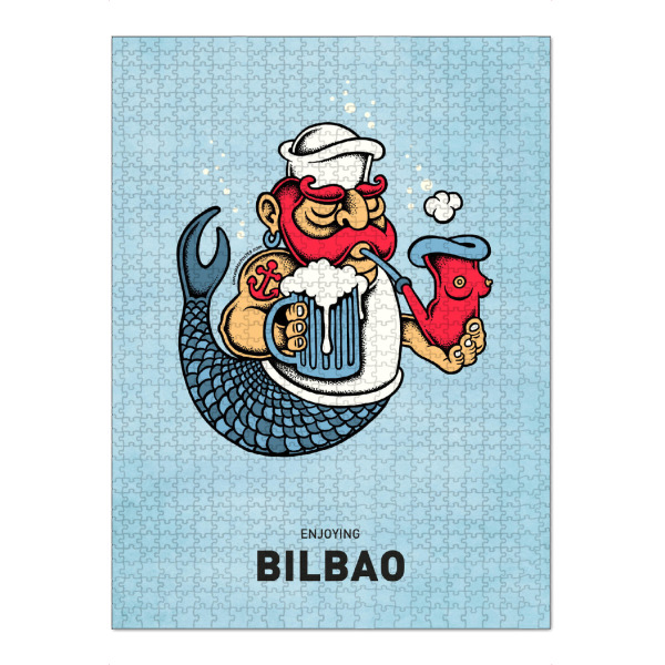 Puzzle Ravensburger "Bilbao Sailor Mermaid" artboxONE - Städte - Bilbao,Sailor,City,Stadt,Streetart,Seemann,Funny,Lustig - Bild bilbao