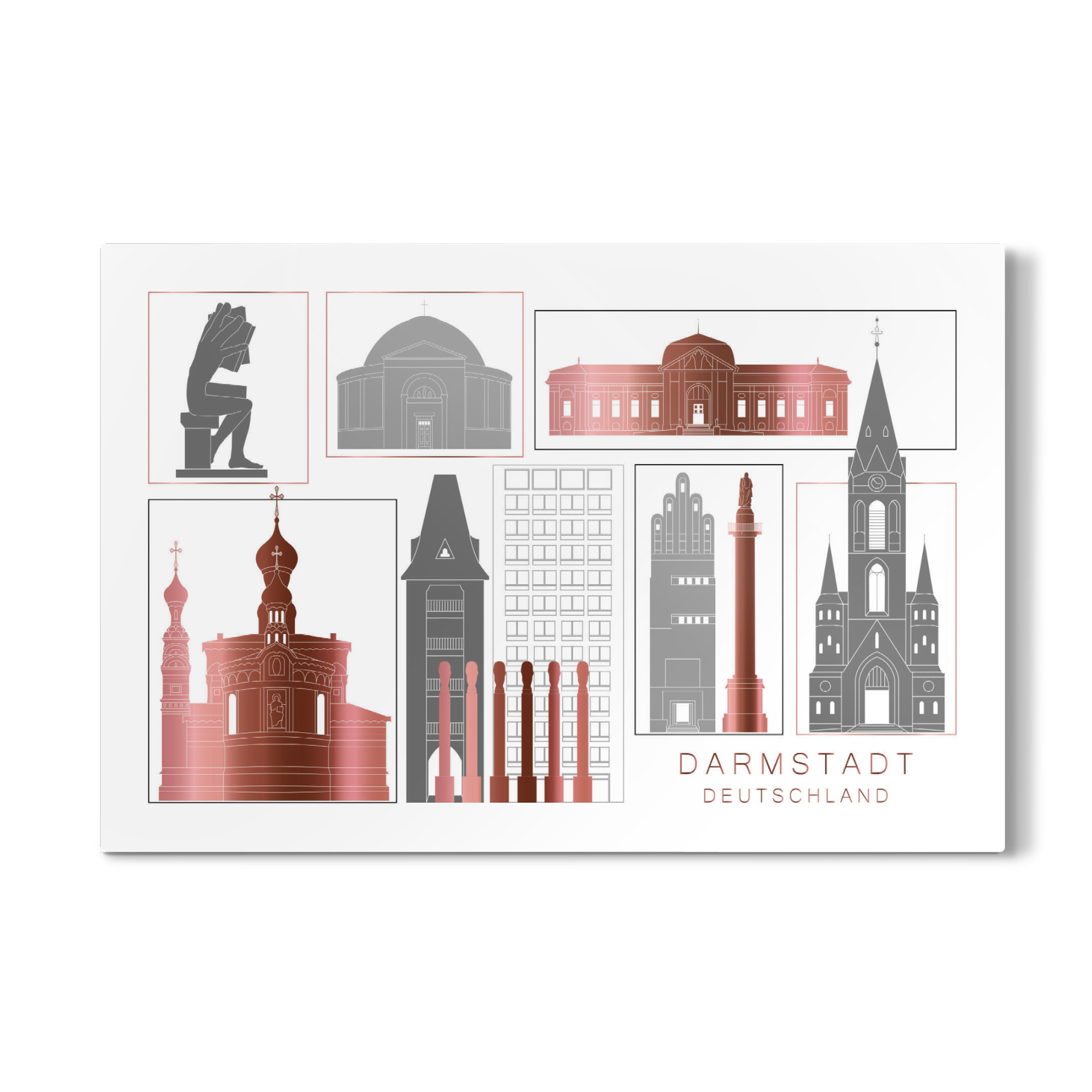 Galerie-Print "Darmstadt skyline rosegold" 75x50 cm artboxONE