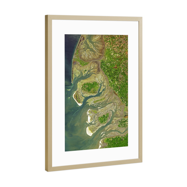 Poster mit Rahmen Gold "Wadden Sea Coast, Germany" artboxONE - Natur