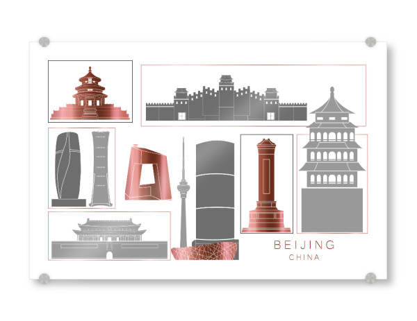 Acrylglasbild "Beijing skyline rosegold" artboxONE - Städte,Reise,Architektur