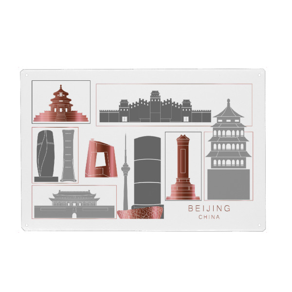 Holzbild "Beijing skyline rosegold" artboxONE - Städte,Reise,Architektur