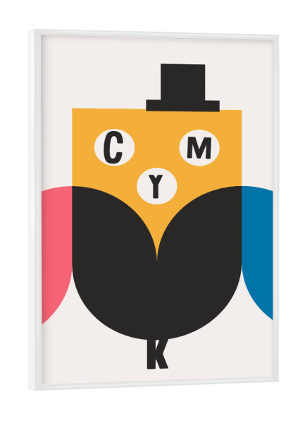 Poster mit weißem Rahmen "CMYK Owl" artboxONE - Für Kinder,Abstrakt