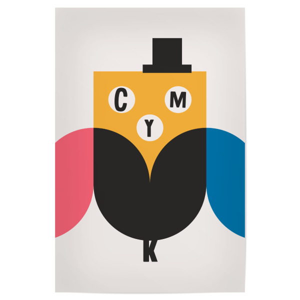 Poster 30x20 cm "CMYK Owl" artboxONE - Für Kinder,Abstrakt