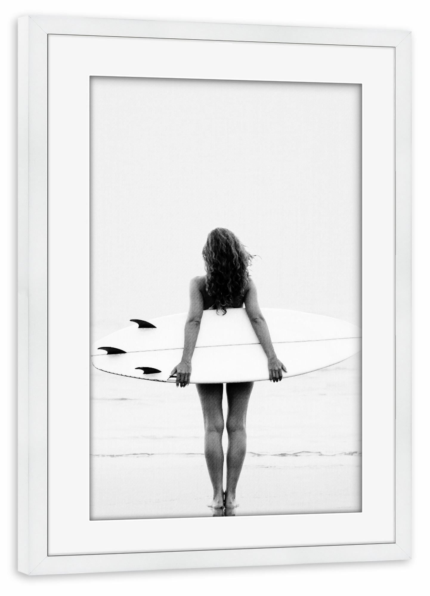 Poster mit Rahmen weiß "Surf Girl" artboxONE - Natur,Menschen,Reise / Strand und Meer,Sport