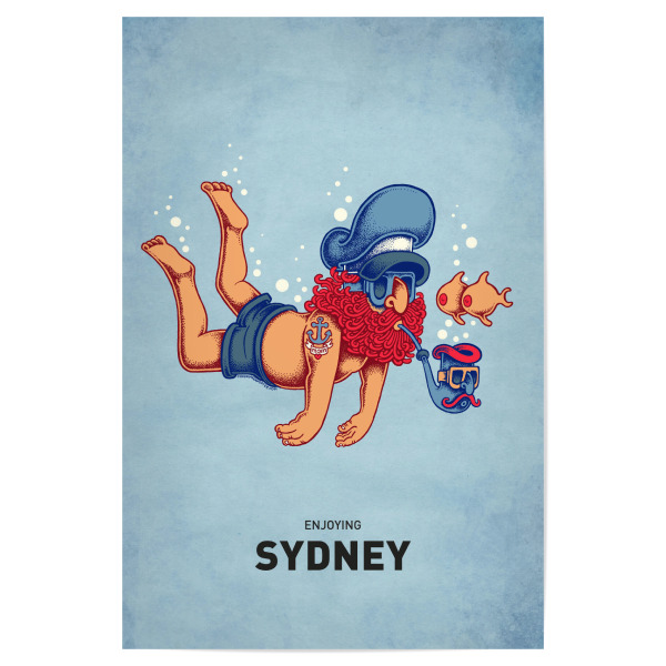 Poster "Sydney Diver" artboxONE - Städte,Reise,Streetart,Städte / Sydney,Lustig