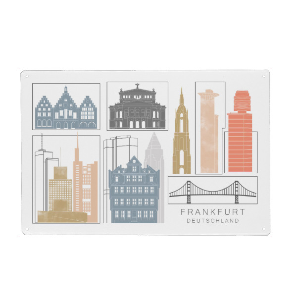 Metall Poster "Frankfurt skyline earth" artboxONE - Städte,Reise,Architektur,Städte / Frankfurt