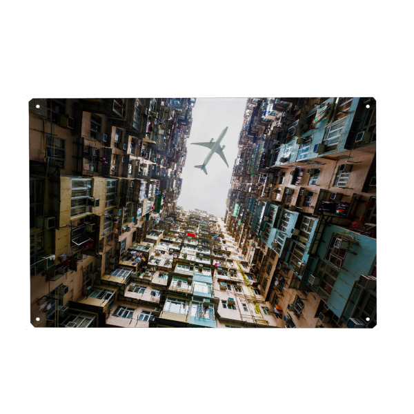 Holzbild "Old apartments in hong kong" artboxONE - Städte,Reise,Architektur,Reise / Länder