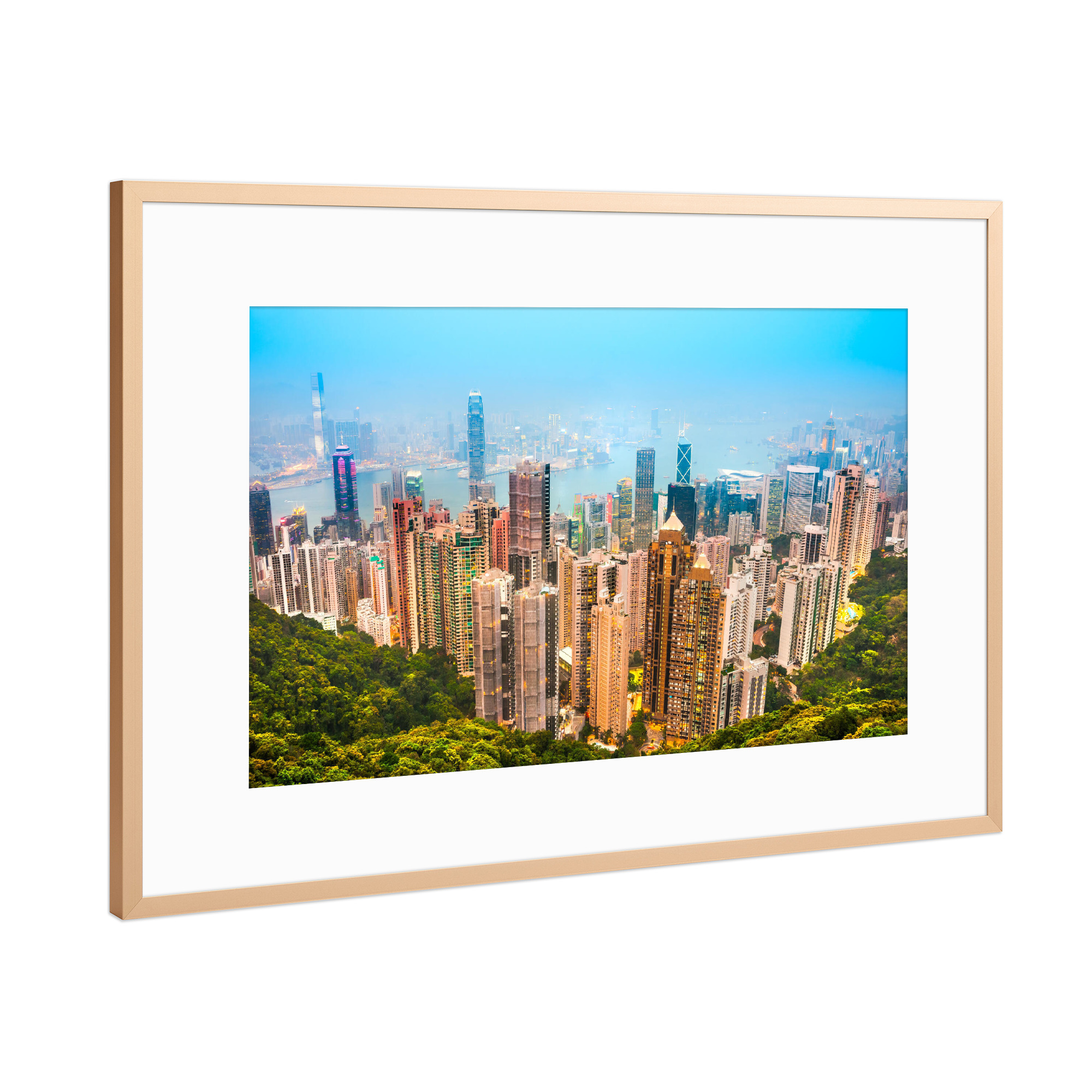 Poster mit Rahmen Kupfer "Panoramic view of Hong Kong" artboxONE - Städte,Architektur