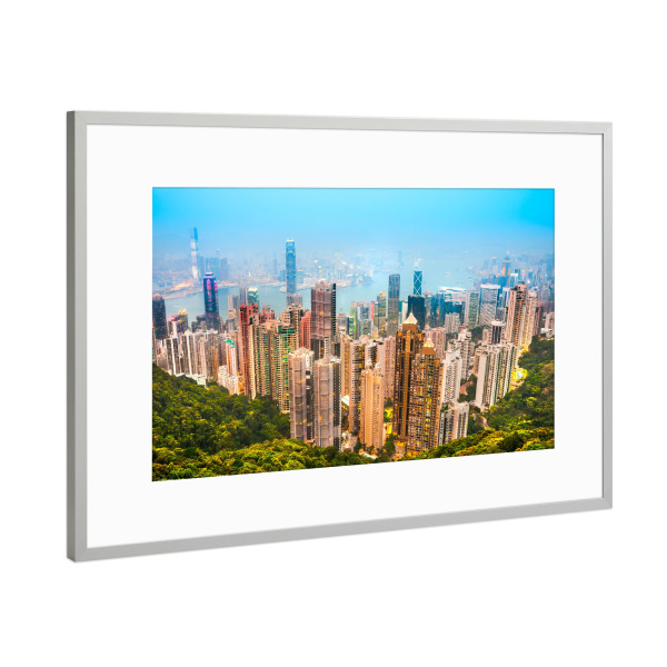 Poster mit Rahmen Silber "Panoramic view of Hong Kong" artboxONE - Städte,Architektur