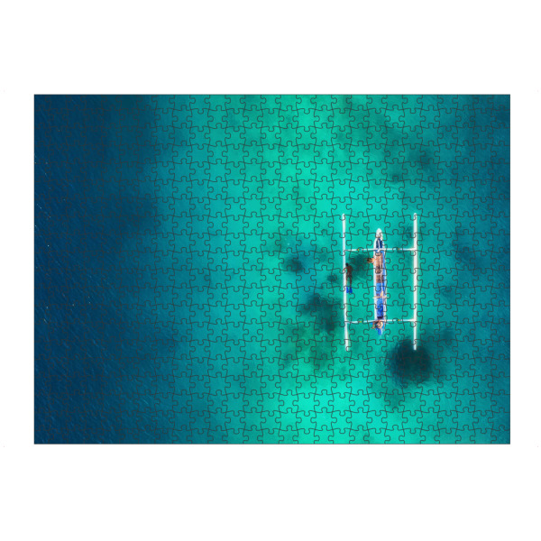 Puzzle Ravensburger "Boat on the water surface" artboxONE - Natur,Reise,Menschen,Reise / Strand und Meer,Reise / Asien