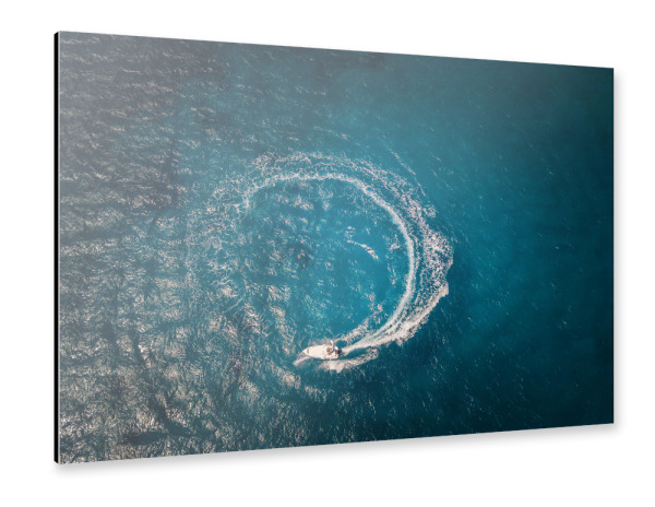 Alu-Dibond "Speed boat in circle motion" 30x20 cm artboxONE