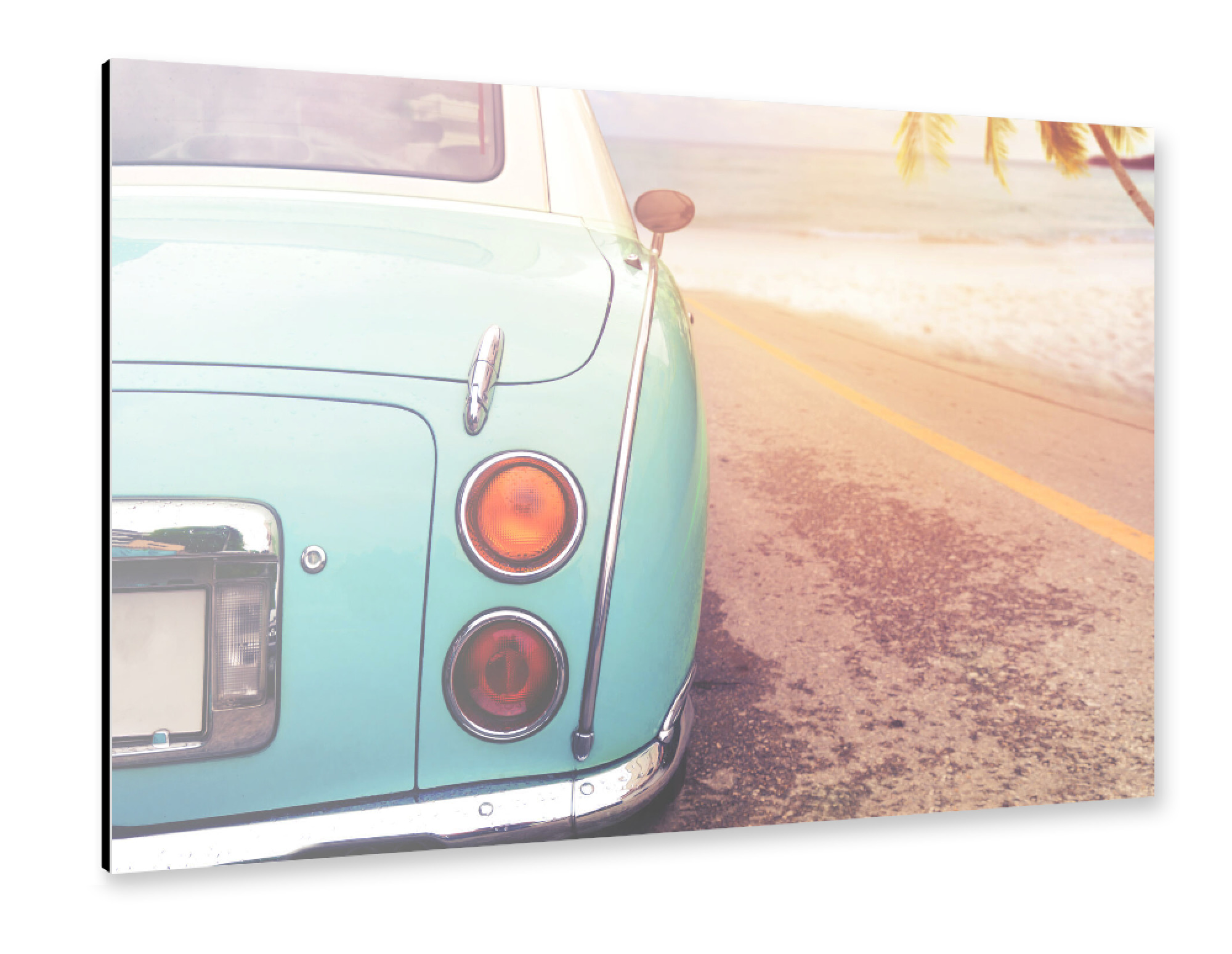 Alu-Dibond "Vintage car at the beach" 75x50 cm artboxONE