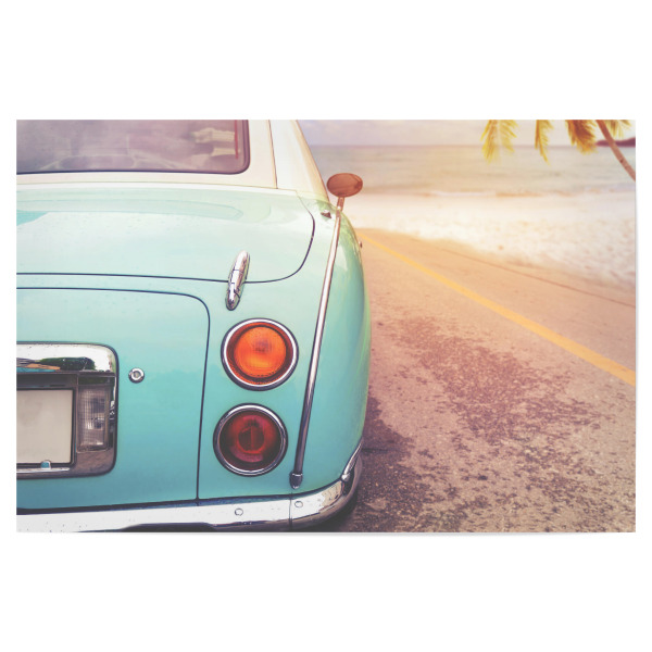 Poster 30x20 cm "Vintage car at the beach" artboxONE - Natur,Reise,Reise / Strand und Meer,Automobile