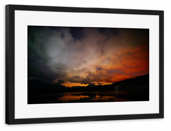 Poster mit Rahmen schwarz "Moonset at Grimsel" artboxONE - Natur,Reise