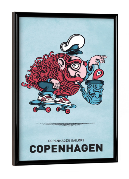 Poster mit schwarzem Rahmen "Copenhagen Skateboard Pipe" artboxONE - Städte,Reise,Streetart,Städte / København,Lustig
