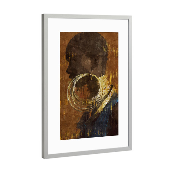 Poster mit Rahmen Silber "African Portrait with earrings" artboxONE - Menschen,Reise / Afrika,Männer