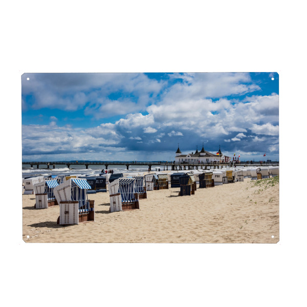 Metall Poster "Seebrücke in Ahlbeck" artboxONE - Natur,Architektur,Reise / Strand und Meer