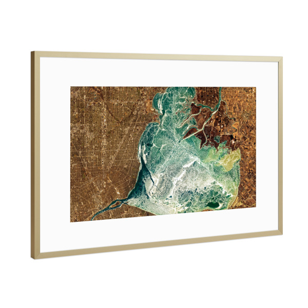 Poster mit Rahmen Gold "Frozen Lake St. Clair" artboxONE - Städte,Natur