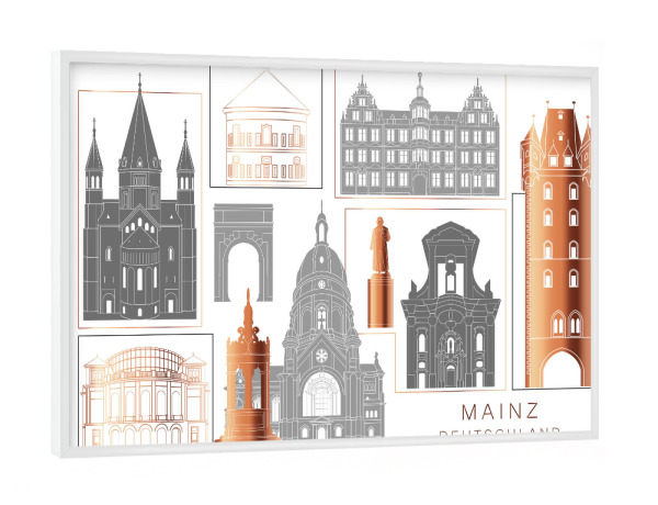 Poster mit weißem Rahmen "Mainz skyline copper" artboxONE - Städte,Reise,Architektur