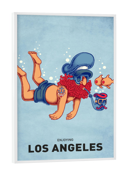 Poster mit weißem Rahmen "Los Angeles Diver" artboxONE - Städte,Reise,Streetart,Städte / Los Angeles,Lustig