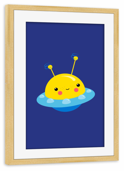 Poster mit Rahmen kiefer "UFO Kinderzimmer-Illustration" artboxONE - Für Kinder,Galaxy