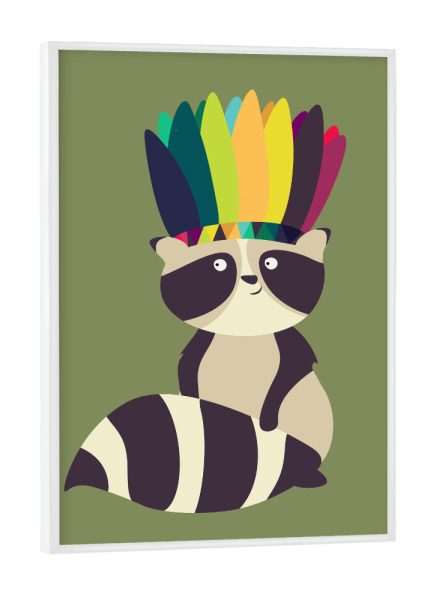 Poster mit weißem Rahmen "Indian Raccoon" artboxONE - Für Kinder,Tiere,Abstrakt