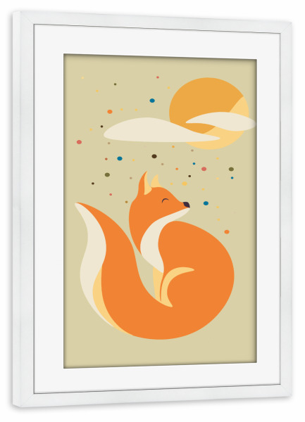 Poster mit Rahmen weiß "Colorful Foxy" artboxONE - Natur,Für Kinder,Tiere