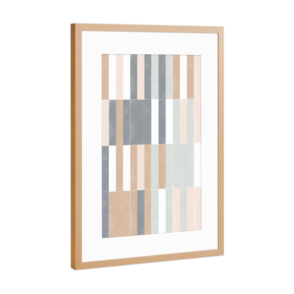 Poster mit Rahmen Kupfer "Muted Pastel Tiles Third" artboxONE - Geometrie