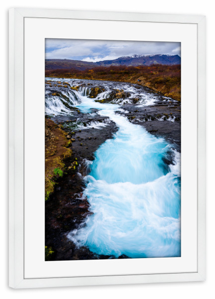 Poster mit Rahmen weiß "Bruarfoss waterfall, Iceland" artboxONE - Natur,Reise