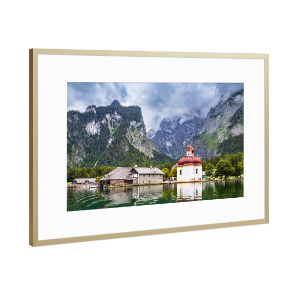 Poster mit Rahmen Gold "Blick auf den Königssee" artboxONE - Natur,Reise,Architektur