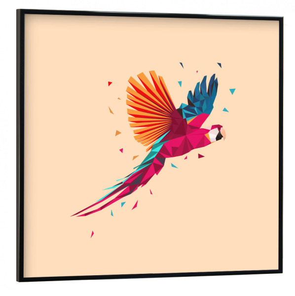 Poster mit schwarzem Rahmen 30x30 cm "Papagei Geometrisch" artboxONE - Tiere,Geometrie