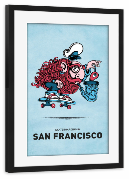Poster mit Rahmen schwarz "San Francisco Skateboard Pipe" artboxONE - Städte,Städte / San Francisco,Lustig
